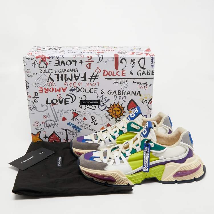 Pre Owned Dolce & Gabbana Multicolor Nylon and Leather Bassa Sneakers Size 44