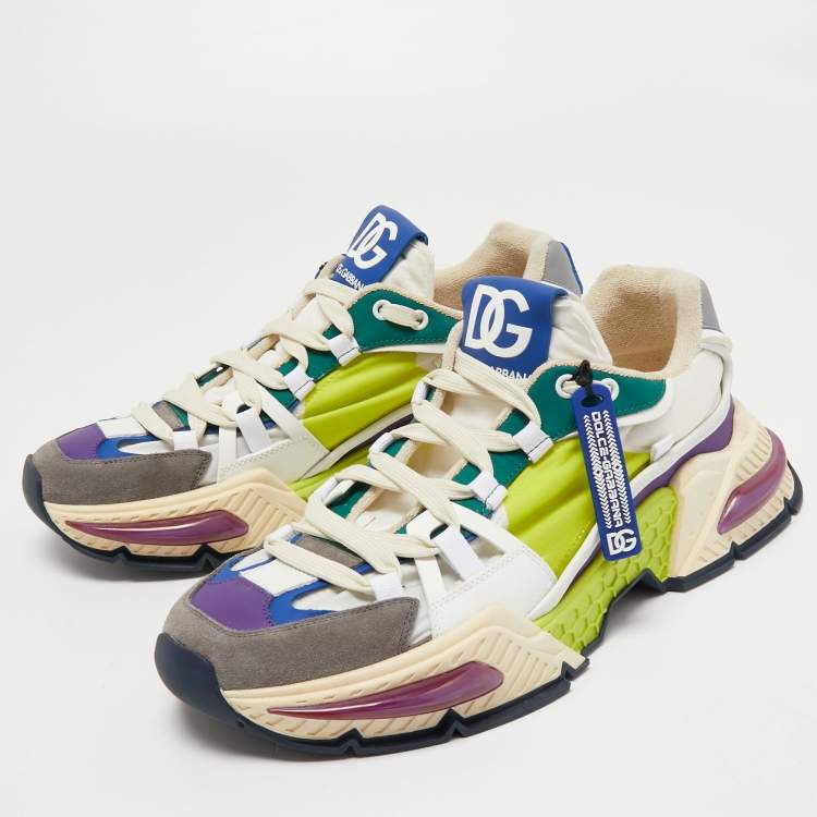 Pre Owned Dolce & Gabbana Multicolor Nylon and Leather Bassa Sneakers Size 44