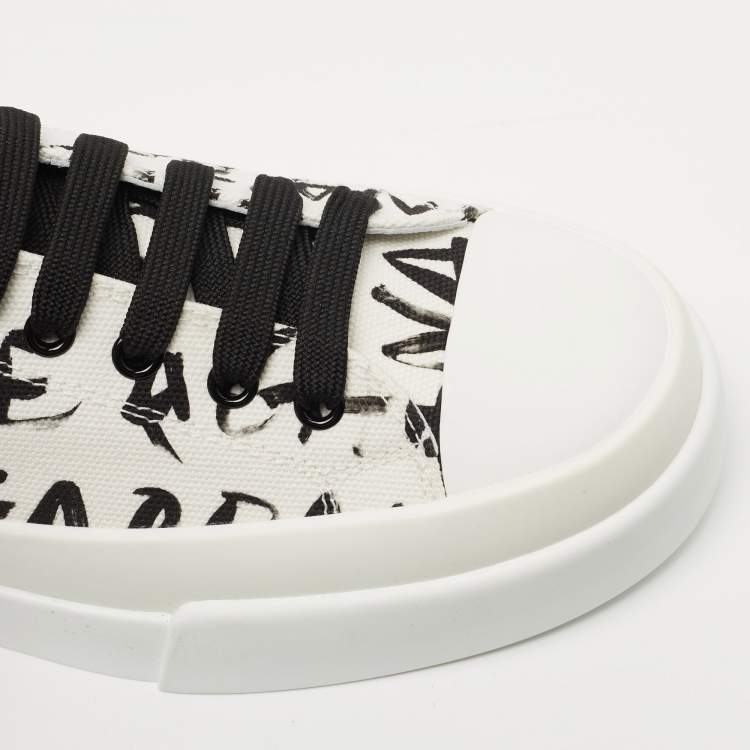 Pre Owned Dolce & Gabbana White/Black Canvas Portofino Sneakers Size 40
