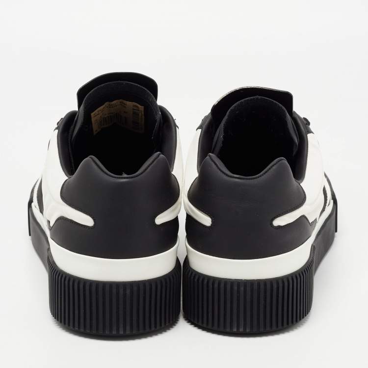 Pre Owned Dolce & Gabbana Black/White Leather and Fabric Miami Sneakers Size 40