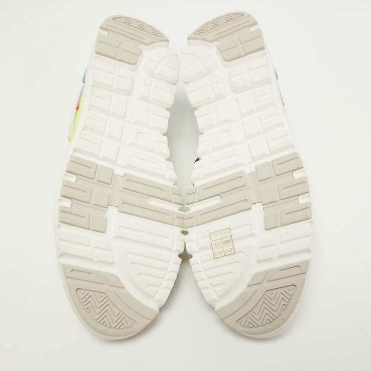 Pre Owned Dolce & Gabbana Multicolor Suede and Leather Cut Out Sneakers Size 42.5