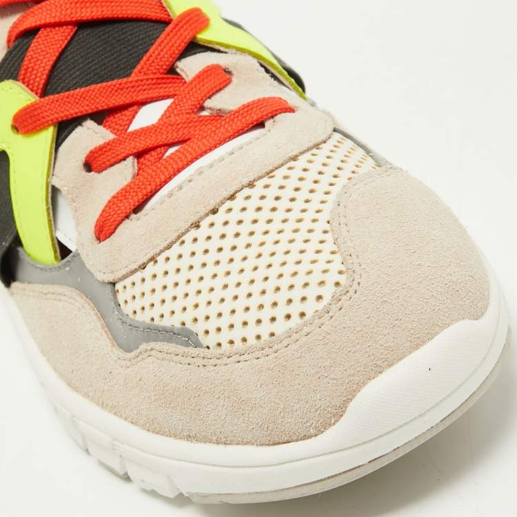 Pre Owned Dolce & Gabbana Multicolor Suede and Leather Cut Out Sneakers Size 42.5