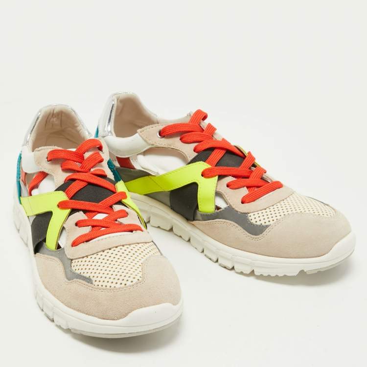 Pre Owned Dolce & Gabbana Multicolor Suede and Leather Cut Out Sneakers Size 42.5