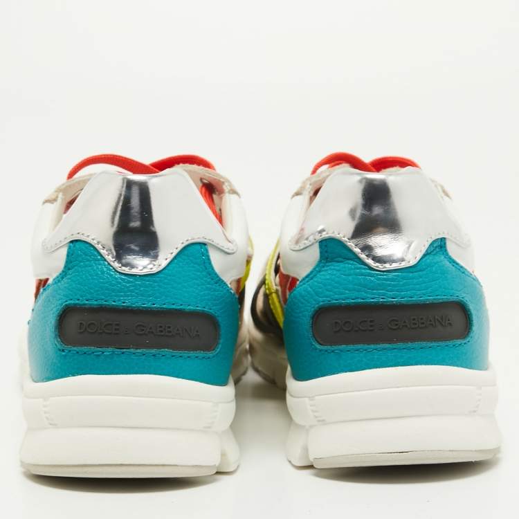 Pre Owned Dolce & Gabbana Multicolor Suede and Leather Cut Out Sneakers Size 42.5