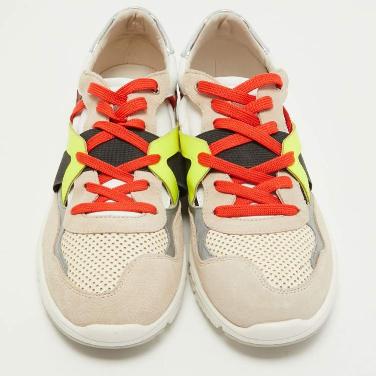 Pre Owned Dolce & Gabbana Multicolor Suede and Leather Cut Out Sneakers Size 42.5