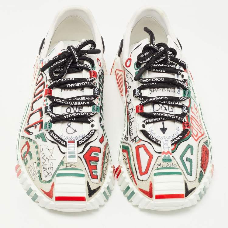 Pre Owned Dolce & Gabbana Multicolor Canvas Graffiti Print Ns1 Low Top Sneakers Size 40