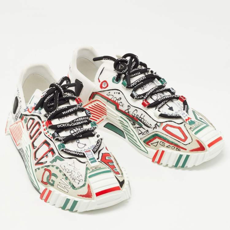 Pre Owned Dolce & Gabbana Multicolor Canvas Graffiti Print Ns1 Low Top Sneakers Size 40
