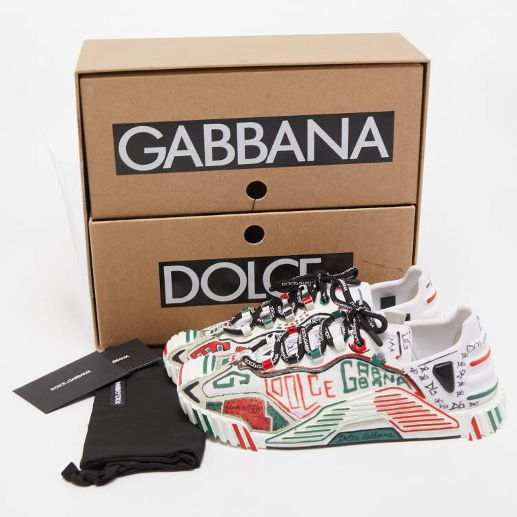 Pre Owned Dolce & Gabbana Multicolor Canvas and Fabric Graffiti Print Ns1 Low Top Sneakers Size 40
