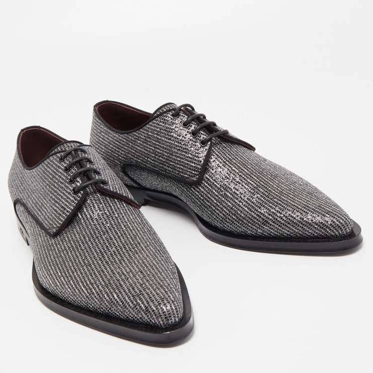 مملوكة مسبقًا Dolce & Gabbana Silver Glitter Fabric Derby Size 43