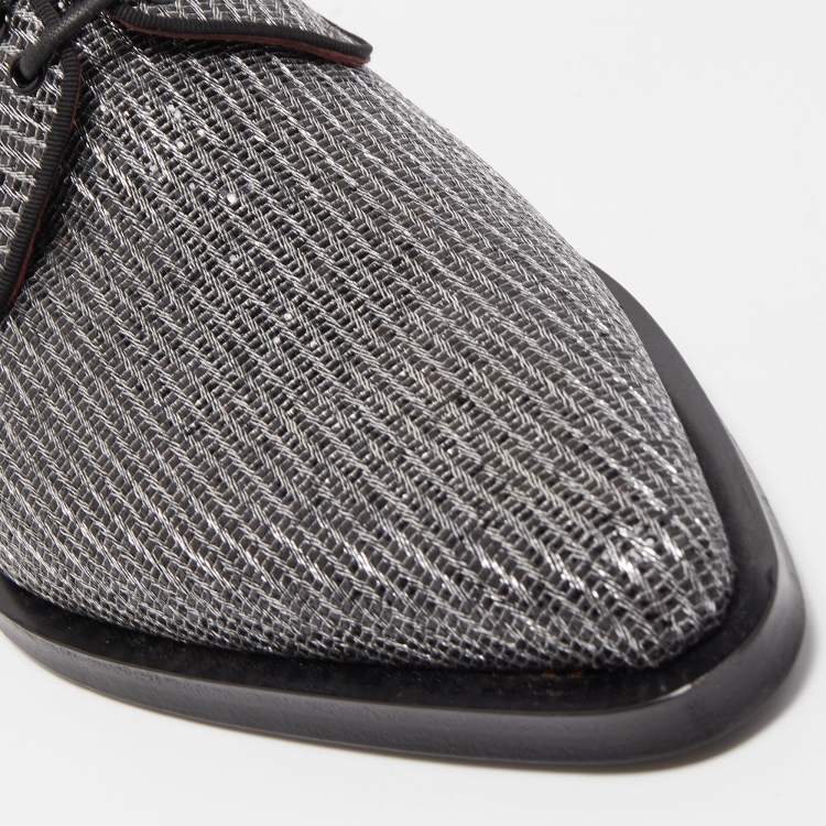 مملوكة مسبقًا Dolce & Gabbana Silver Glitter Fabric Derby Size 43