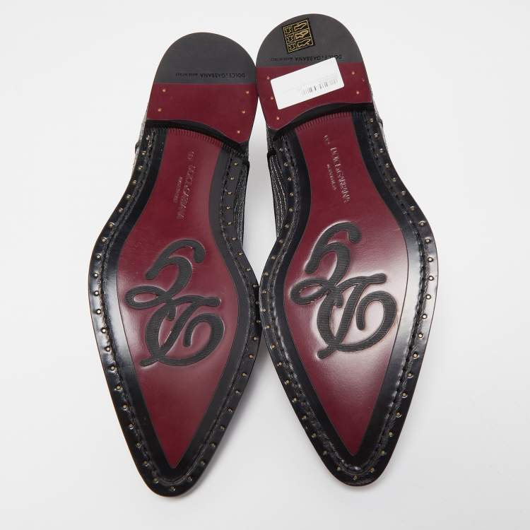 مملوكة مسبقًا Dolce & Gabbana Silver Glitter Fabric Derby Size 43