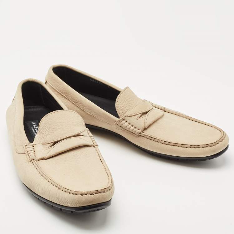 Pre Owned Dolce & Gabbana Brown Nubuck Leather Slip On  Loafers Size 43