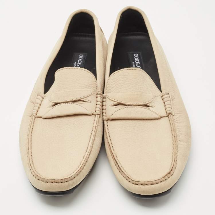 Pre Owned Dolce & Gabbana Brown Nubuck Leather Slip On  Loafers Size 43