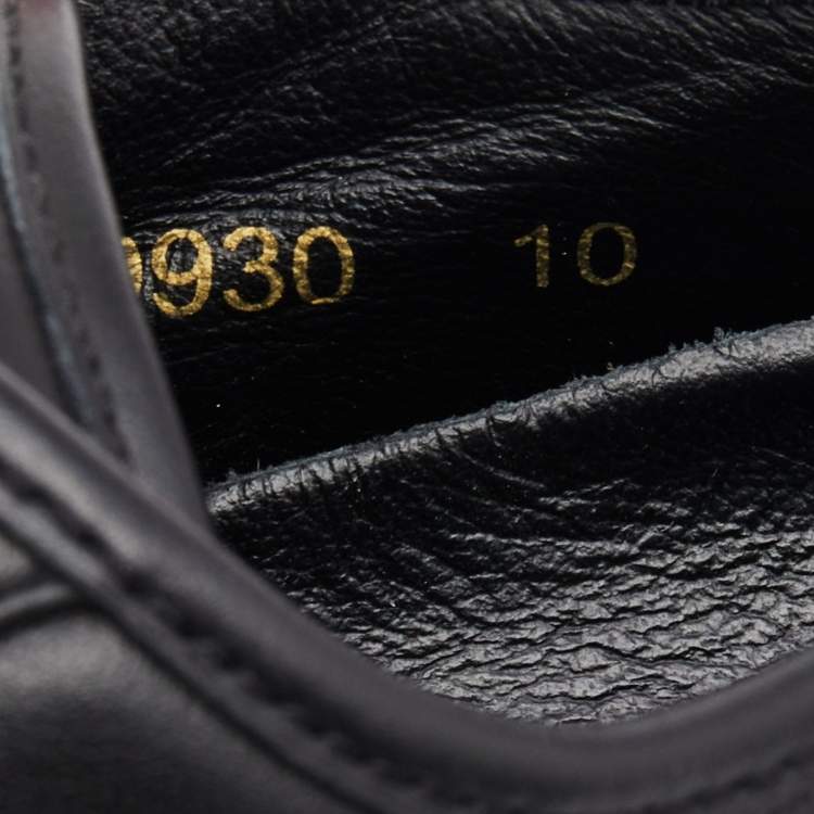 Pre Owned Dolce & Gabbana Black Leather Logo Plaque Low Top Sneakers Size 44