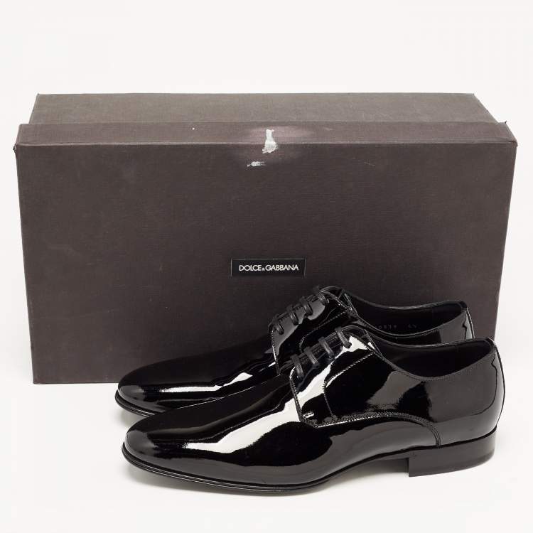 Pre Owned Dolce & Gabbana Black Patent Leather Derby Size 40.5