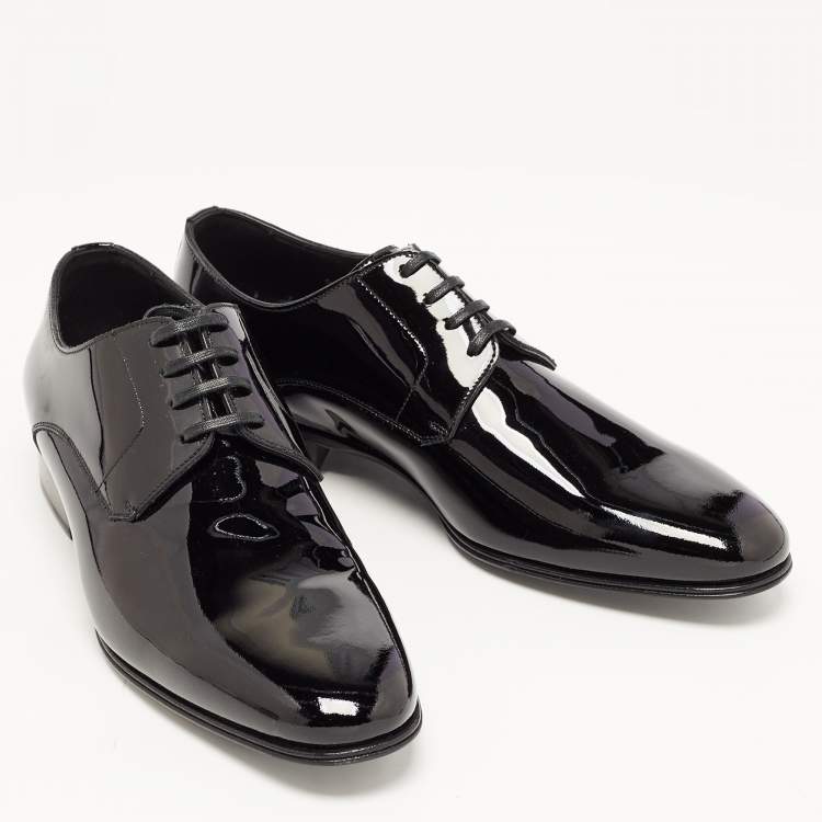 Pre Owned Dolce & Gabbana Black Patent Leather Derby Size 40.5