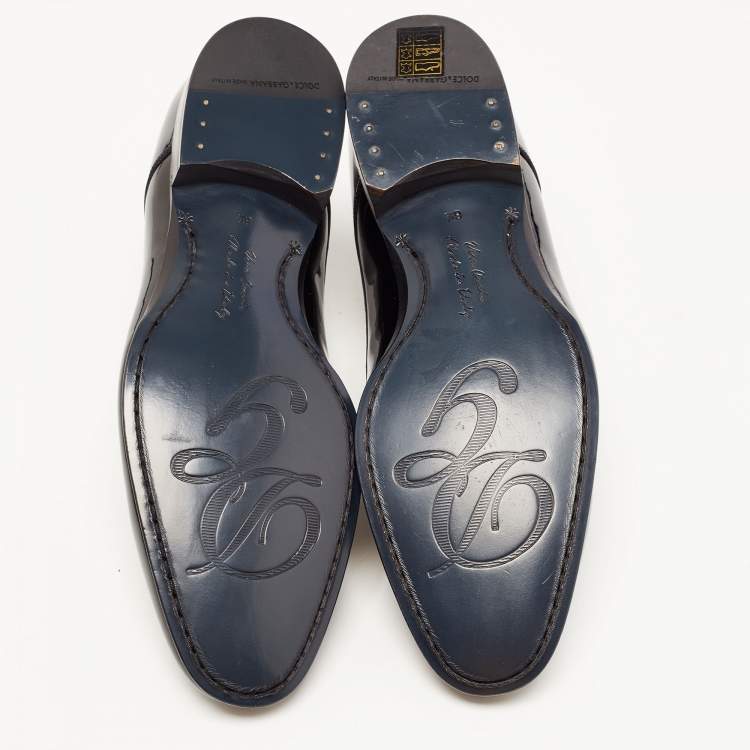 Pre Owned Dolce & Gabbana Black Patent Leather Derby Size 40.5