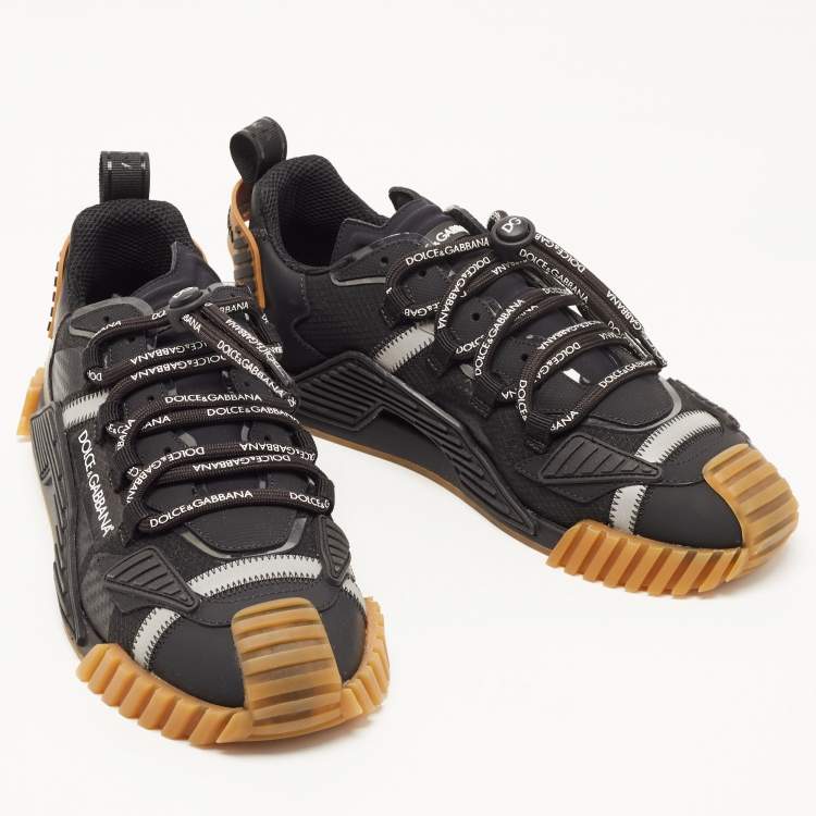 Pre Owned Dolce & Gabbana Black Leather And Nylon Ns1 Low Top Sneakers Size 41