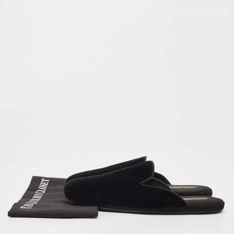 Pre Owned Dolce & Gabbana Black Velvet Slip On Mules Size 42 