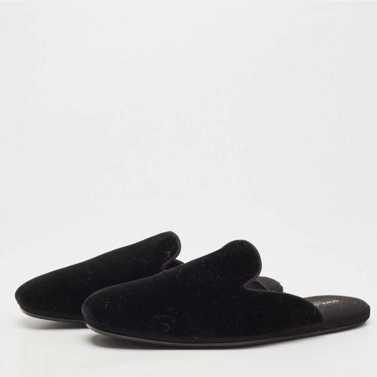 Pre Owned Dolce & Gabbana Black Velvet Slip On Mules Size 42 