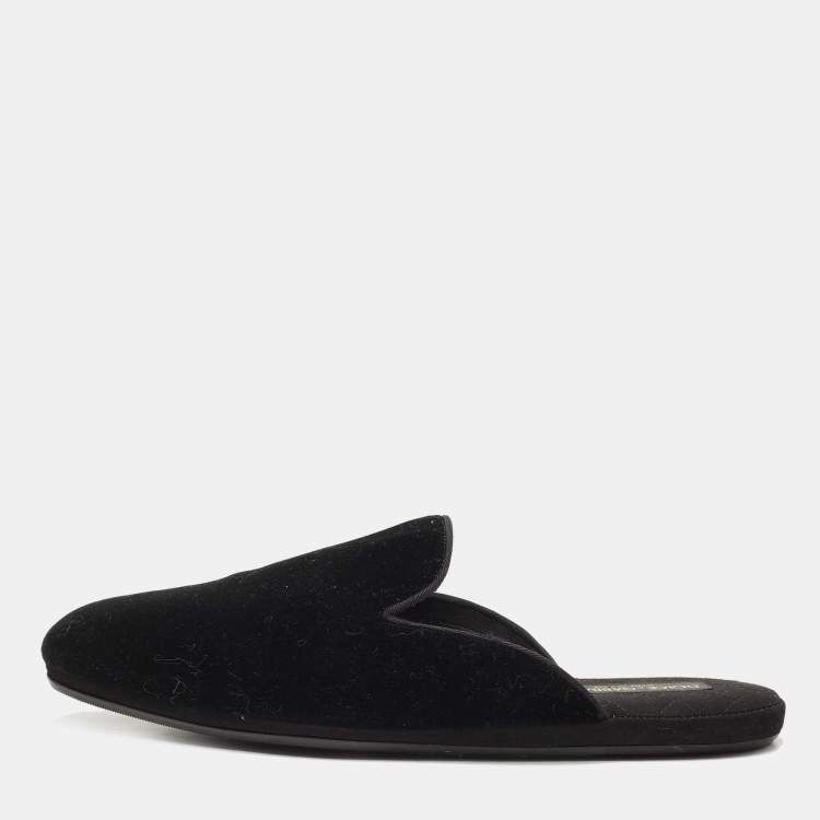 Pre Owned Dolce & Gabbana Black Velvet Slip On Mules Size 42 