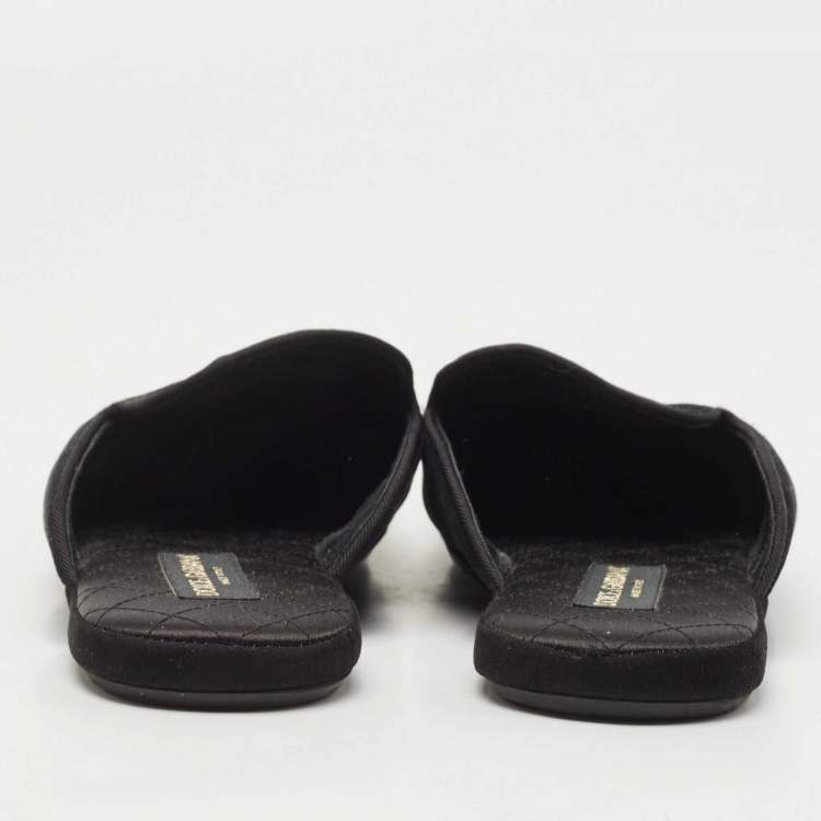 Pre Owned Dolce & Gabbana Black Velvet Slip On Mules Size 42 