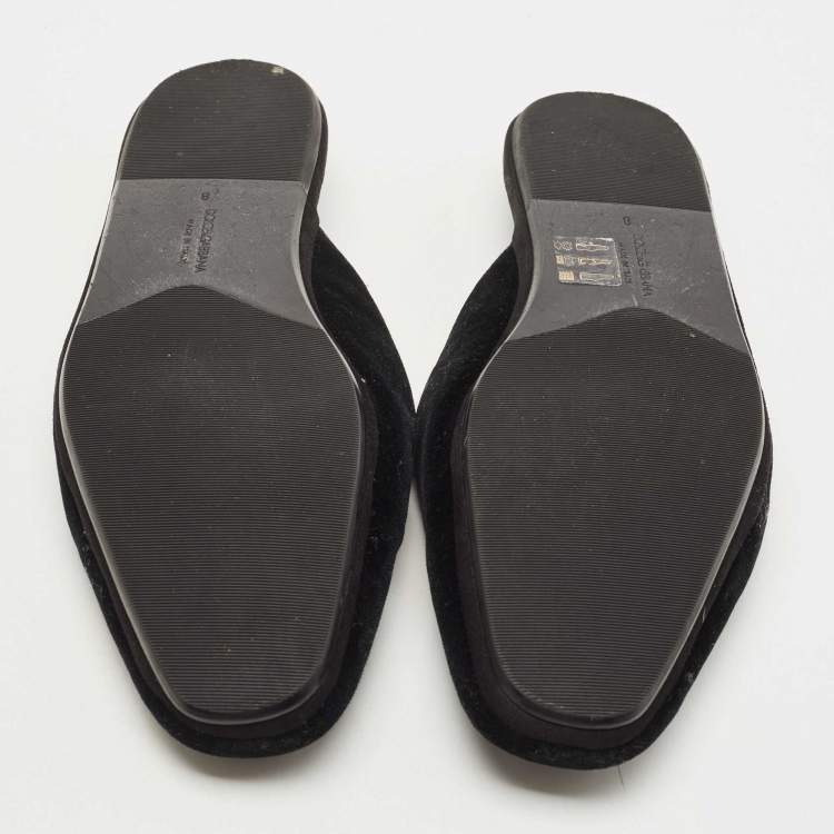 Pre Owned Dolce & Gabbana Black Velvet Slip On Mules Size 42 