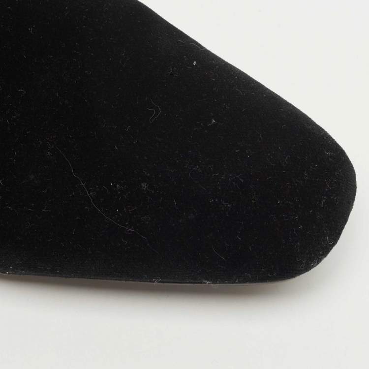 Pre Owned Dolce & Gabbana Black Velvet Slip On Mules Size 42 