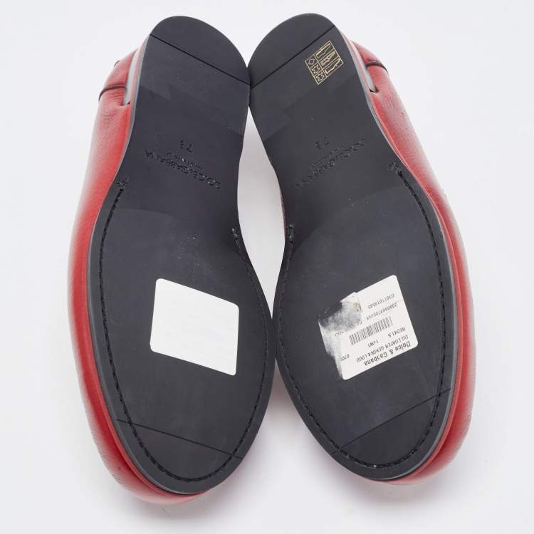 مملوكة مسبقًا Dolce & Gabbana Red Leather Penny Loafers Size 41.5