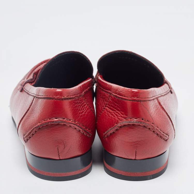مملوكة مسبقًا Dolce & Gabbana Red Leather Penny Loafers Size 41.5