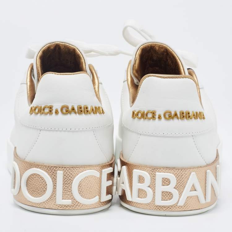 Pre Owned Dolce & Gabbana White  Leather Portofino Low Top Sneakers Size 40