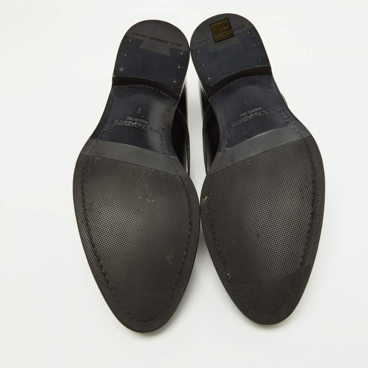 مملوكة مسبقًا Dolce & Gabbana Black Leather Lace Up Derby Size 42