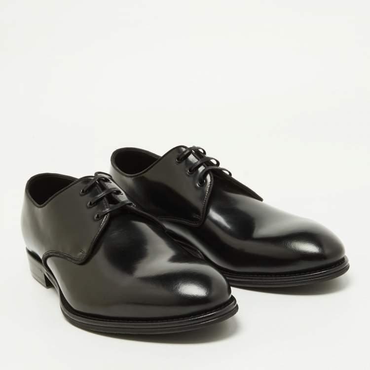 مملوكة مسبقًا Dolce & Gabbana Black Leather Lace Up Derby Size 42