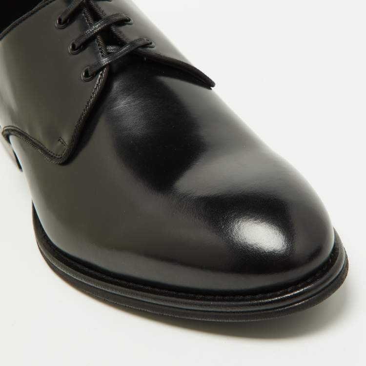 مملوكة مسبقًا Dolce & Gabbana Black Leather Lace Up Derby Size 42