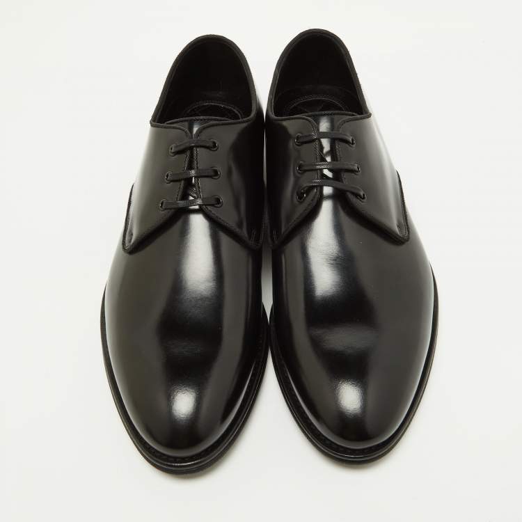 مملوكة مسبقًا Dolce & Gabbana Black Leather Lace Up Derby Size 42