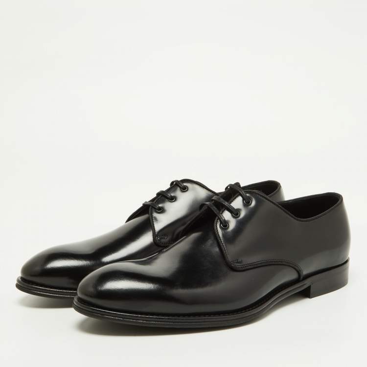 مملوكة مسبقًا Dolce & Gabbana Black Leather Lace Up Derby Size 42
