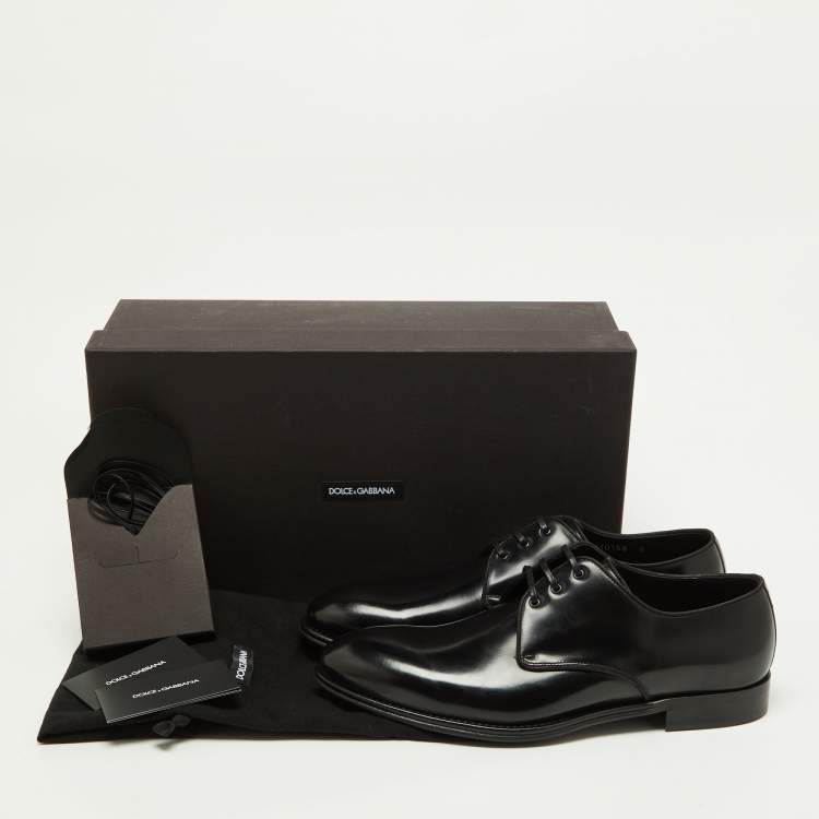 مملوكة مسبقًا Dolce & Gabbana Black Leather Lace Up Derby Size 42