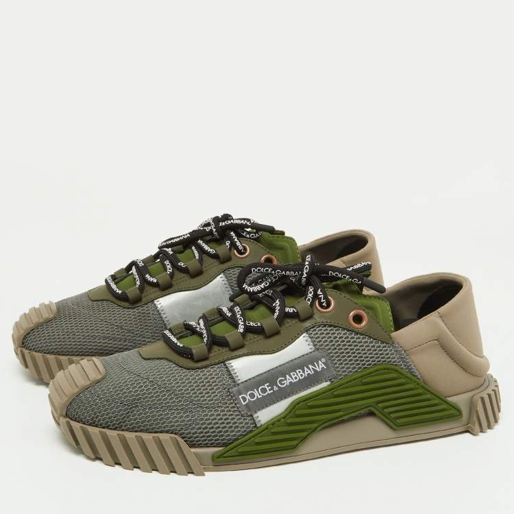 Pre Owned Dolce & Gabbana Tricolor Fabric and Mesh Ns1 Low Top Sneakers Size 42