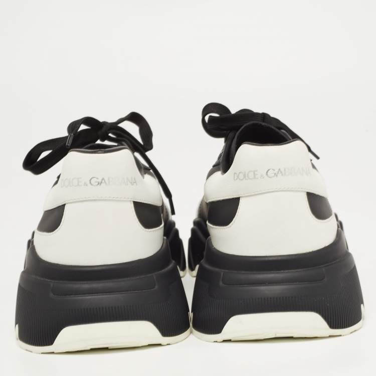 مملوكة مسبقًا Dolce & Gabbana Black/White Leather Daymaster Sneakers Size 46