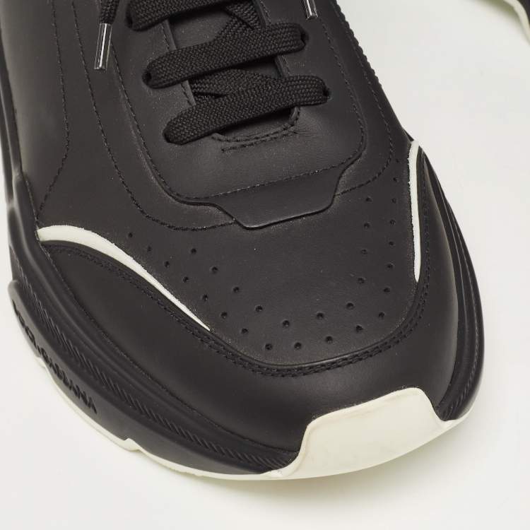 مملوكة مسبقًا Dolce & Gabbana Black/White Leather Daymaster Sneakers Size 46