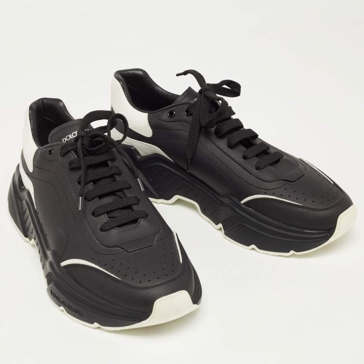 مملوكة مسبقًا Dolce & Gabbana Black/White Leather Daymaster Sneakers Size 46