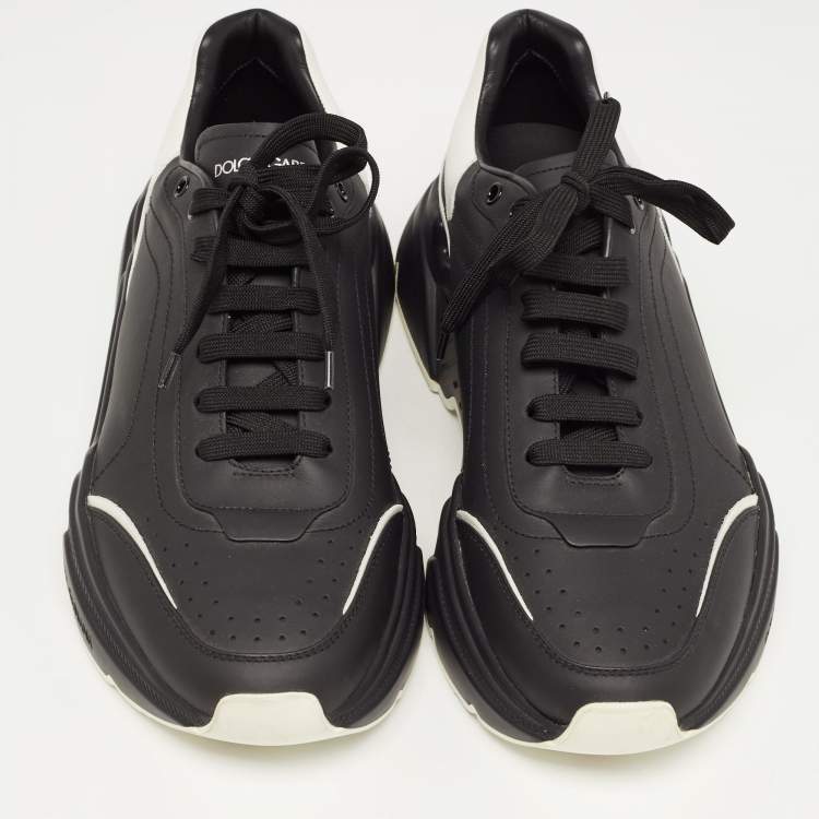 مملوكة مسبقًا Dolce & Gabbana Black/White Leather Daymaster Sneakers Size 46