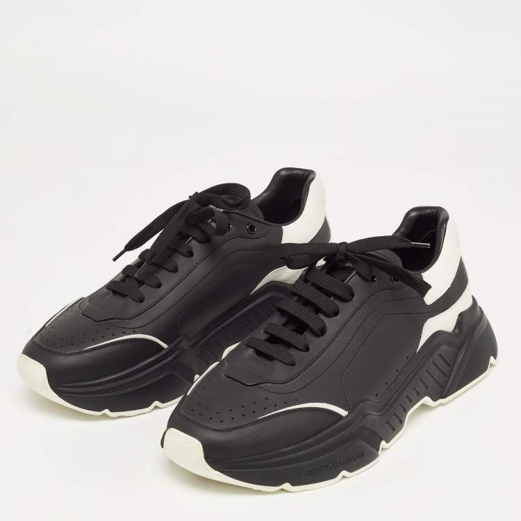 مملوكة مسبقًا Dolce & Gabbana Black/White Leather Daymaster Sneakers Size 46