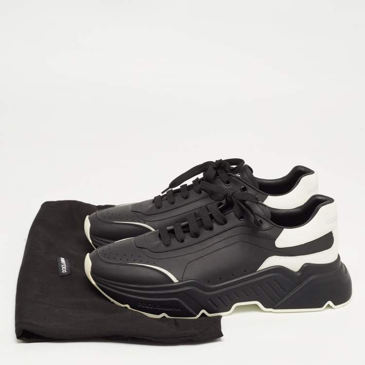 مملوكة مسبقًا Dolce & Gabbana Black/White Leather Daymaster Sneakers Size 46