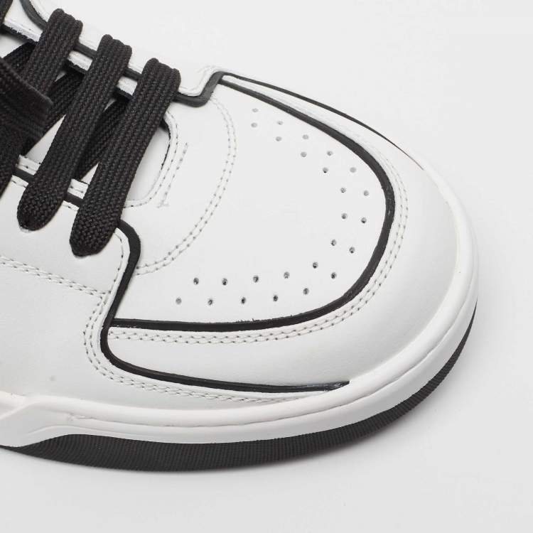 Pre Owned Dolce & Gabbana Black/White Printed Leather New Roma Low Top Sneakers Size 42
