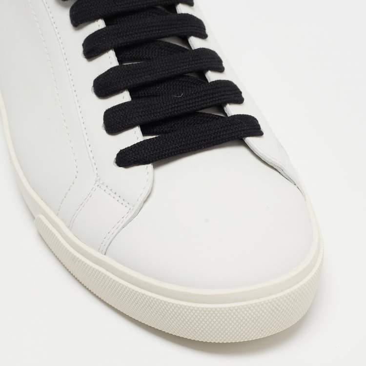 مملوكة مسبقًا Dolce & Gabbana White/Black Leather Low Top Sneakers Size 45