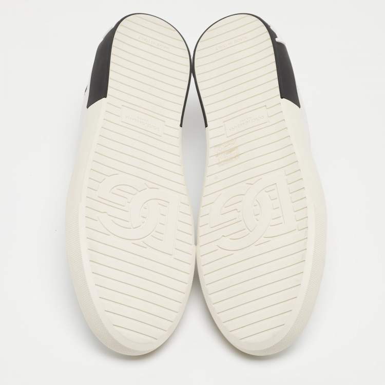 مملوكة مسبقًا Dolce & Gabbana White/Black Leather Low Top Sneakers Size 45