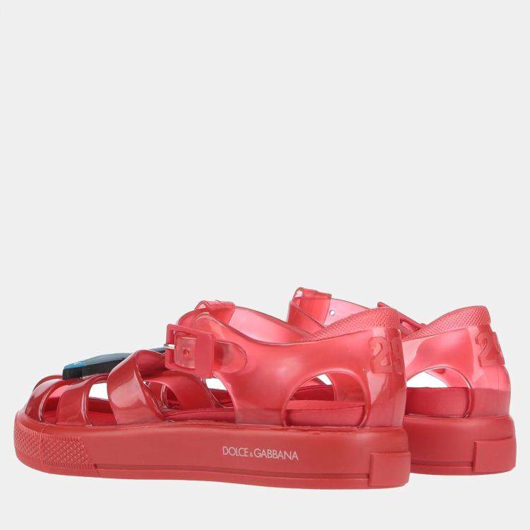 Pre Owned Dolce & Gabbana Red PVC Sandals Size 31