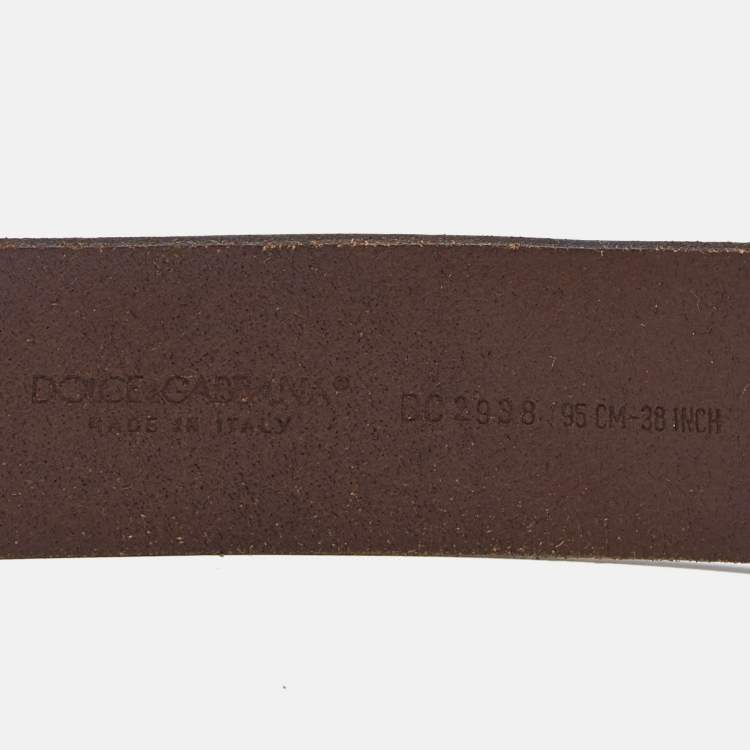 مملوكة مسبقًا Dolce & Gabbana Dark Brown Leather Oval Logo Buckle Belt 95CM