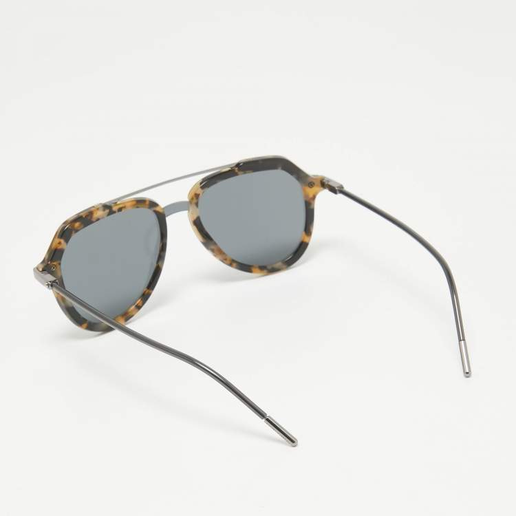 Pre Owned Dolce & Gabbana Black/Brown DG4330 Aviator Sunglasses